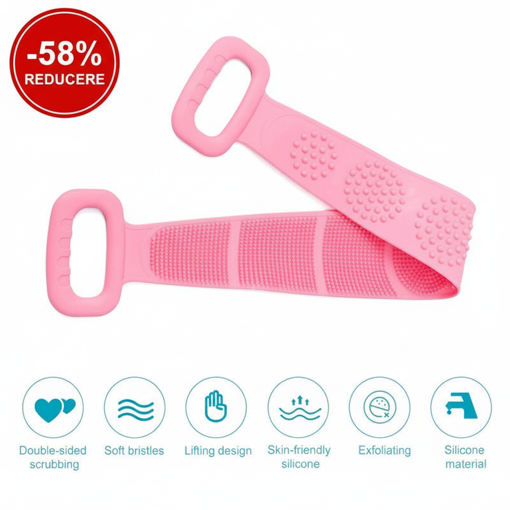 Burete exfoliant silicon roz cu reducere -58%