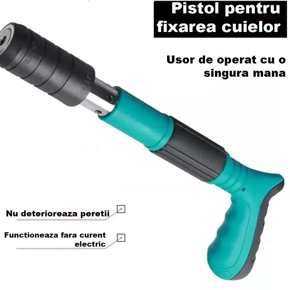 Pistol Pneumatic pentru Fixarea Cuielor și Nituri - Set Complet cu 50 Capse Incluse