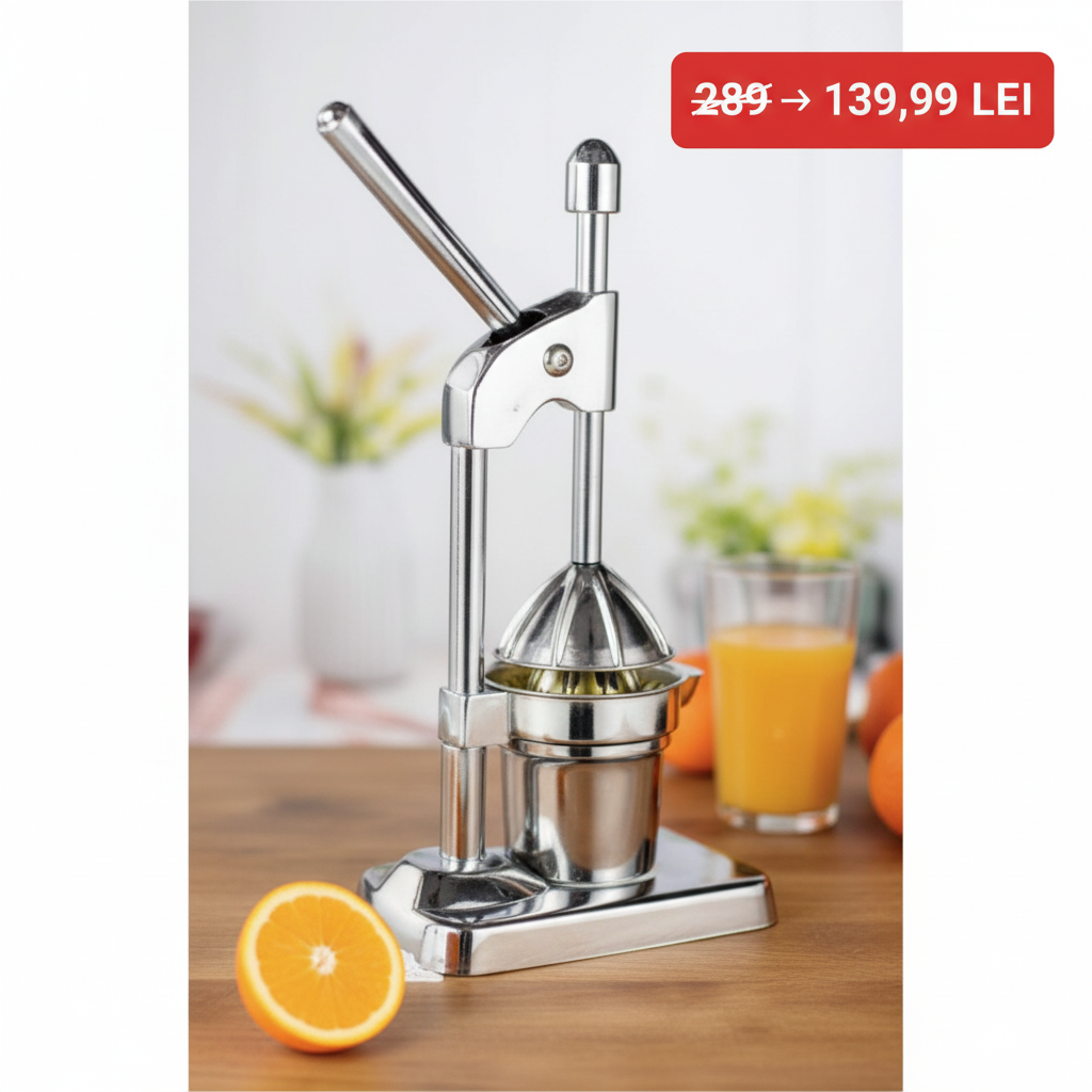Storcător Manual de Fructe din Inox - Profesional, Oțel 18/10, Portocale/Lămâi
